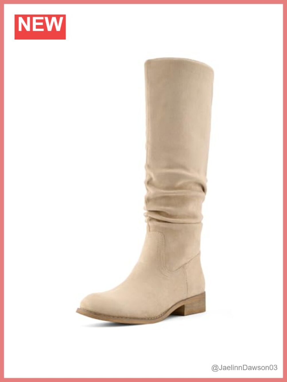 Women's Knee High Boots Slouch Flat Low Heel Faux Suede Pointed Toe